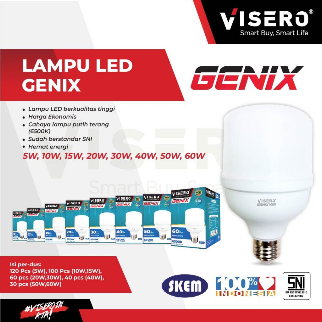 Lampu Bohlam LED Capsule Genix 40W, 50W, 60W by Visero - Gambar 3