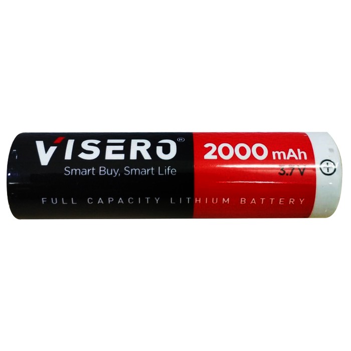 Baterai/Battery Lithium18650 Full Kapasitas 3.7V Kepala 2000Mah Visero ( TIDAK BISA MENGGUNAKAN EKSPEDISI J&T ) - Gambar 3