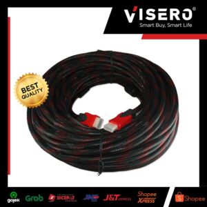 Cable / Kabel HDMI Serat Jaring Merah Hitam 25M Visero