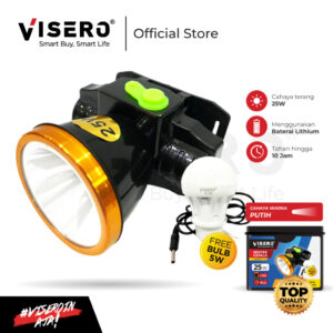 Senter Kepala 25W + Bohlam LED 5W Cahaya Putih Terang Visero (VHL-0225 AWL)