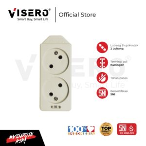 Stop Kontak Arde Tipis 2 Lubang Tanpa Kabel Visero (VT-202)