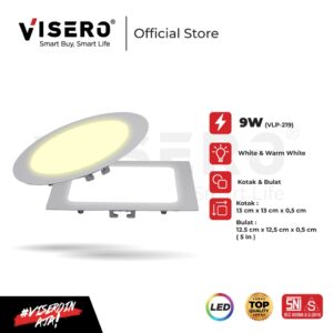 Lampu LED Panel Visero Inbow Slim 9W Kotak / Bulat Cahaya Sinar White / Warm White (VLP-219)