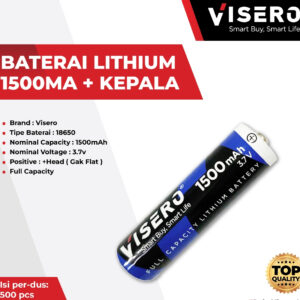 Baterai/Battery Lithium Visero 18650 Full Kapasitas 3.7V Kepala 1500maH ( TIDAK BISA MENGGUNAKAN EKSPEDISI J&T )