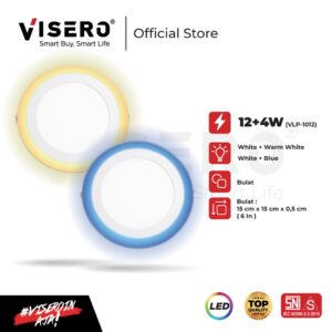 Lampu LED Panel Visero Inbow 12W + 4W Bulat Cahaya Sinar Putih Biru / White Blue / Warm White (VLP-1012)
