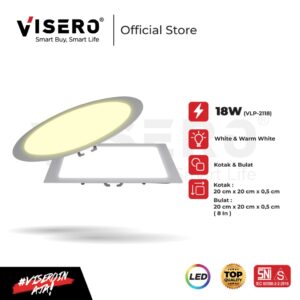 Lampu LED Panel Visero Inbow Slim 18W Kotak / Bulat Cahaya Sinar White / Warm White (VLP-2118)