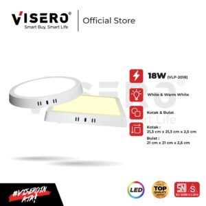 Lampu LED Panel Outbow Visero Model Bulat dan Kotak Cahaya White / Putih 6 Watt, 12 Watt, 18 Watt