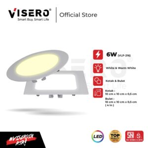 Lampu LED Panel Visero Inbow Slim 6W Bulat / Kotak Cahaya Sinar White / Warm White (VLP-216)