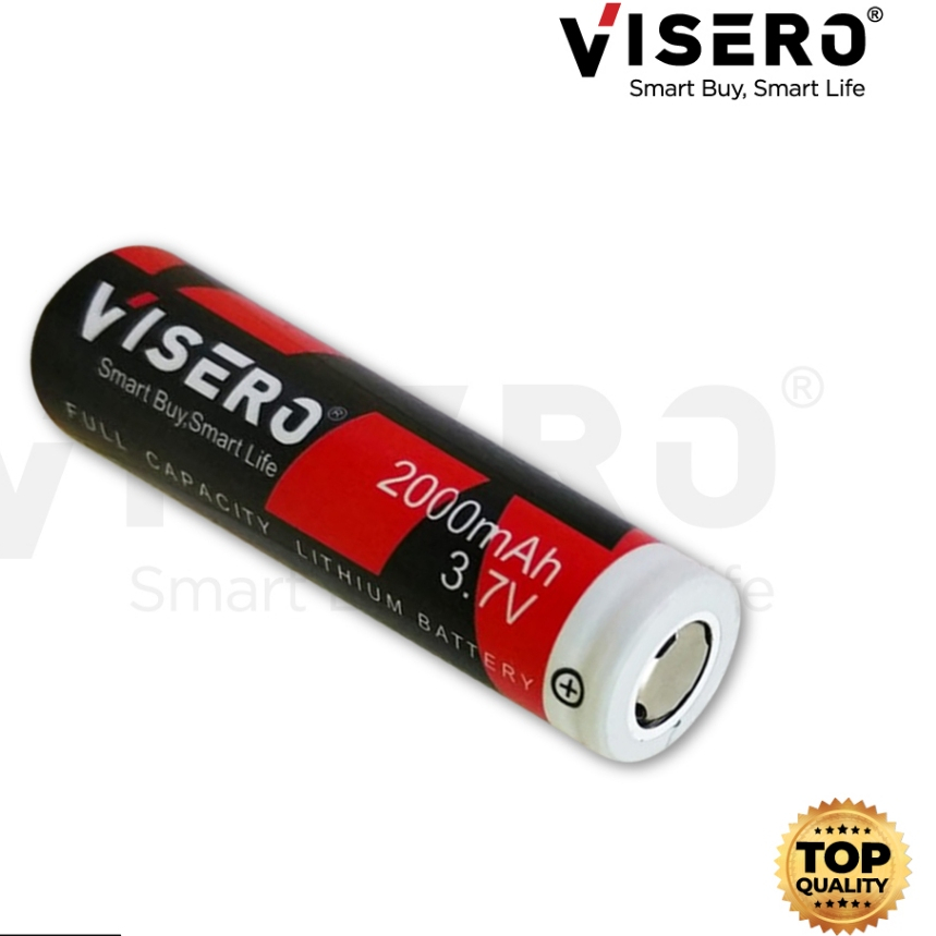 Baterai/Battery Lithium 18650 Full Kapasitas 3.7V 2000Mah Visero ( TIDAK BISA MENGGUNAKAN EKSPEDISI J&T ) - Gambar 2