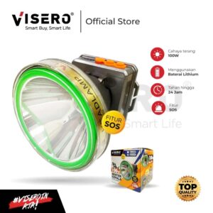 Senter kepala / Headlamp Premium 100W Visero Cahaya Kuning Body Besar (HI-410Y)