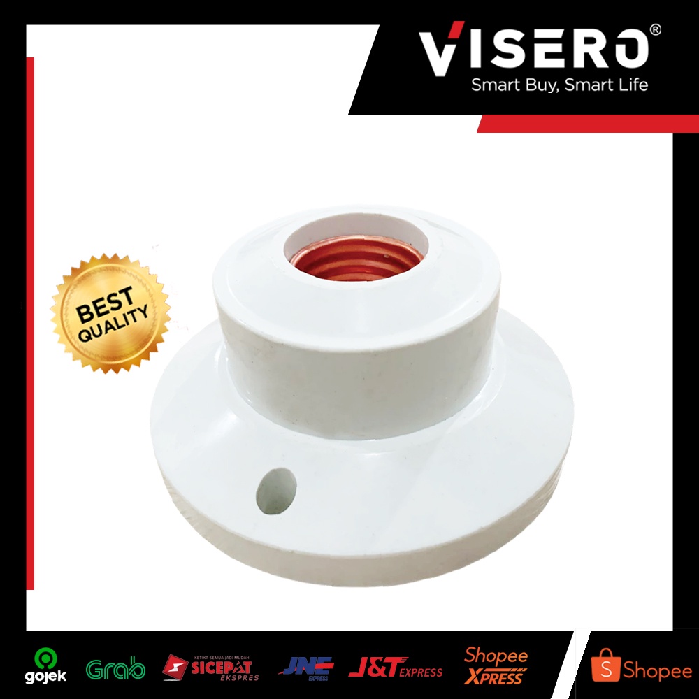 Fitting Plafon / Fitting Lampu E27 Bulat Putih Visero (VPG-109)