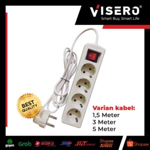 Stop Kontak Kabel 4 Lubang 1,5 Meter + Kabel Colokan Visero (VT-114SK)