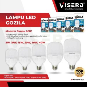 Lampu Bohlam LED Bulb GOZILA by VISERO - 5W, 10W, 15W, 20W, 30W, 40W