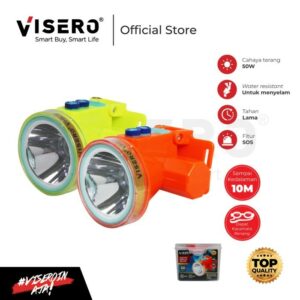 Senter Kepala Selam / Headlamp Nyelam / Headlamp Diving Visero 50 Watt FItur SOS Super Terang Cahaya Putih dan Kuning - VHL 050AW/AY