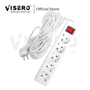 Stop Kontak Arde 5 Lubang Kabel 10M + Kabel Listrik Visero PUTIH (VT-115SK)