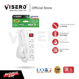Stop Kontak Arde 4 Lubang 10 Meter + Kabel Colokan Visero PUTIH (VT-114SK)