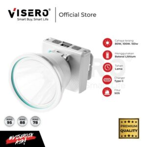 Senter Kepala / Headlamp Metalix Premium Visero Super Terang Cahaya Putih 80 Watt 150 Watt 200 Watt + Fitur SOS dan Baterai Indikator